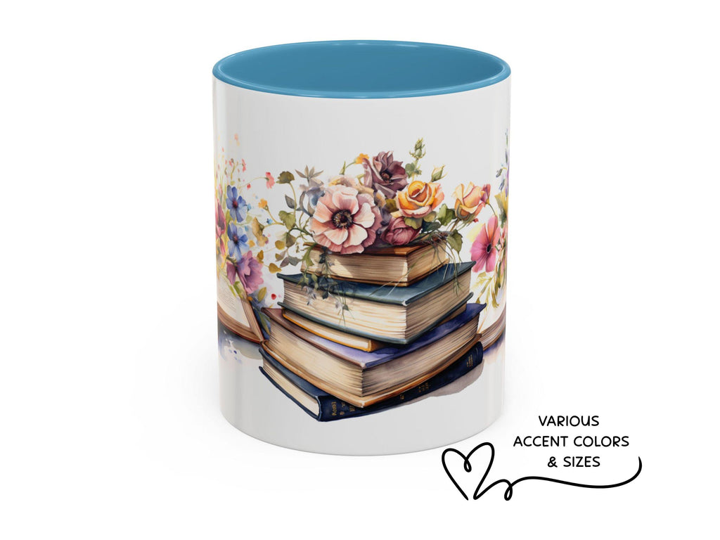 Floral Books Ceramic Mug, Book Lover Gift