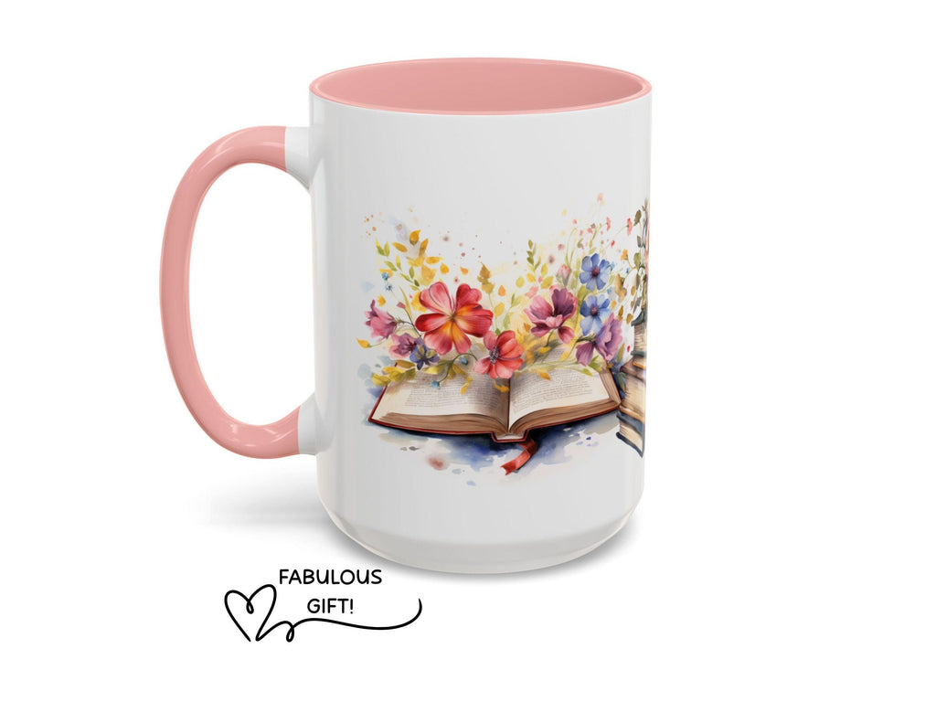 Floral Books Ceramic Mug, Book Lover Gift