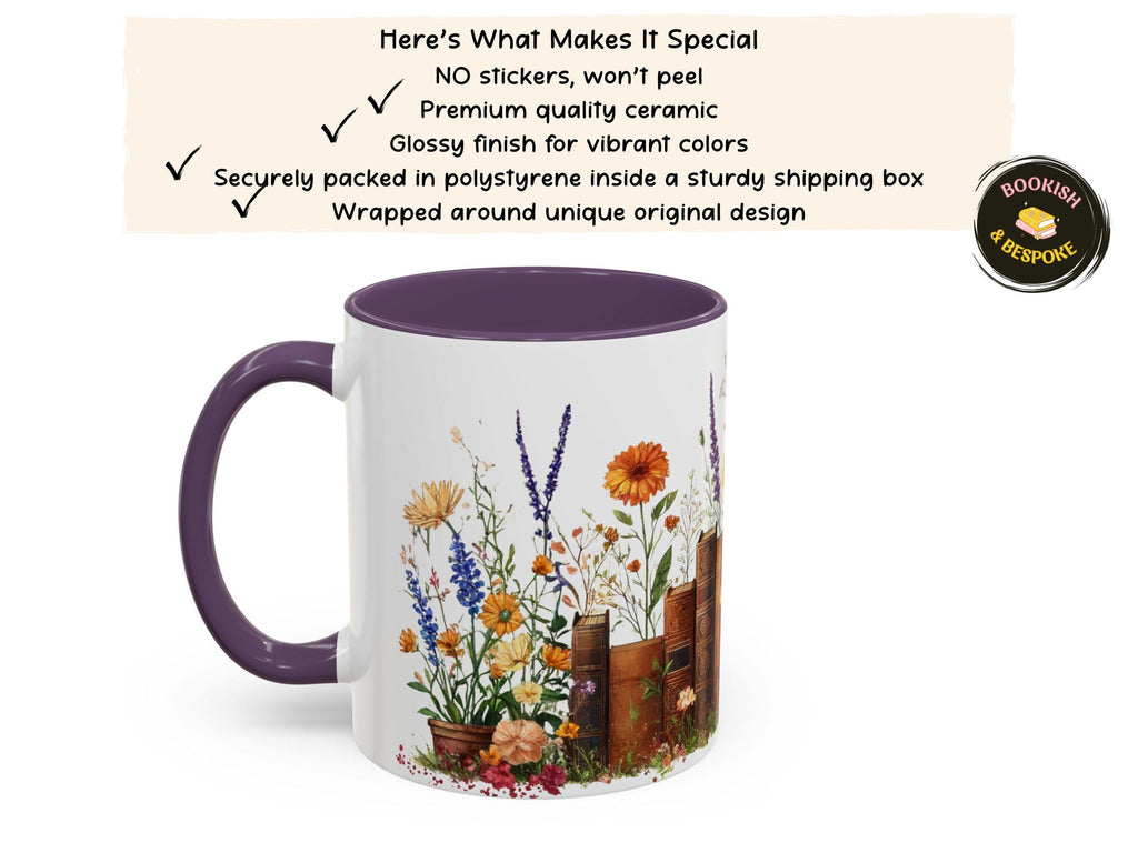 Book Lover Floral Mug Wildflower Garden Reader Cup Gift