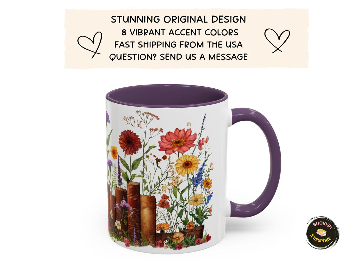Book Lover Floral Mug Wildflower Garden Reader Cup Gift