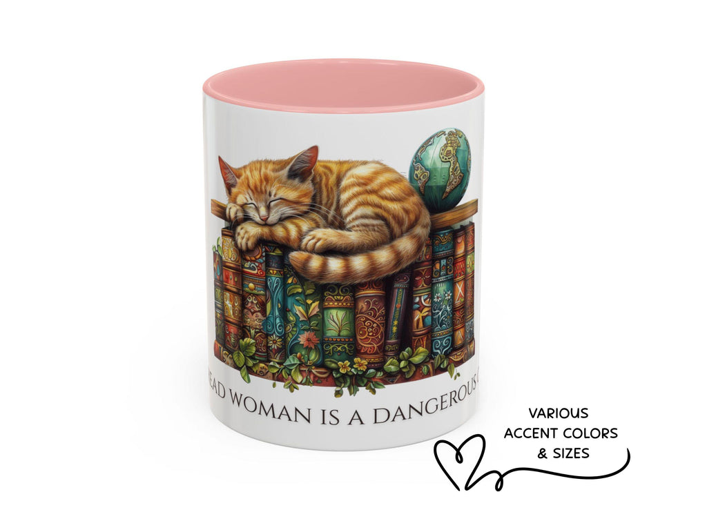 Book Lover Cat Reader Gift, A Well-Read Woman Is a Dangerous Creature Mug