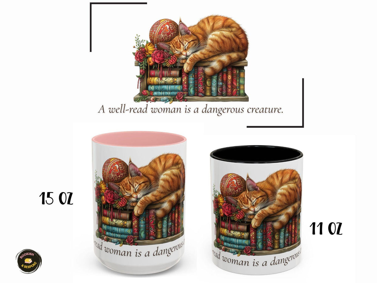 Book Lover Mug, Ginger Cat, Cozy Literary Gift