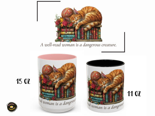 Book Lover Mug, Ginger Cat, Cozy Literary Gift