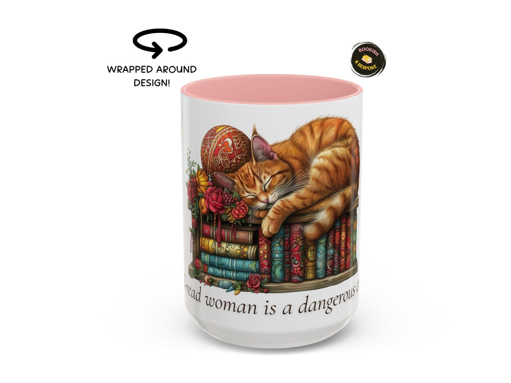 Book Lover Mug, Ginger Cat, Cozy Literary Gift