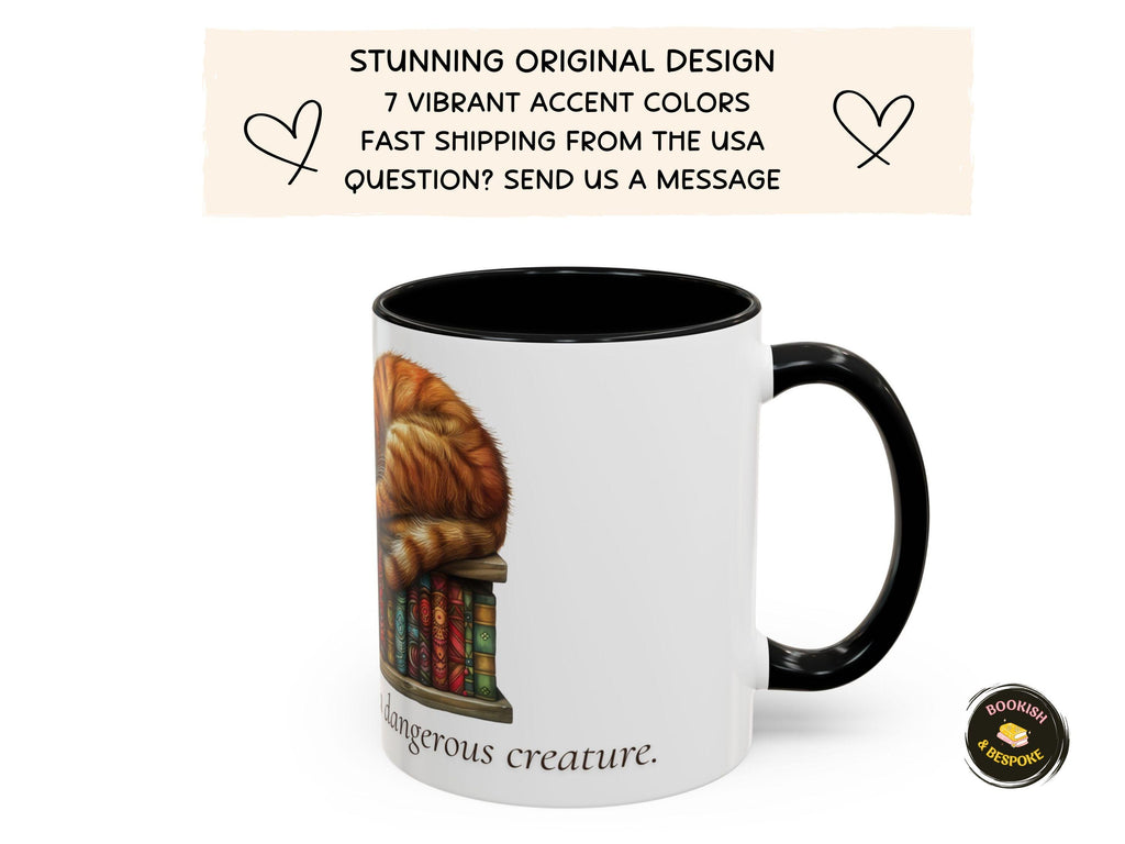 Book Lover Mug, Ginger Cat, Cozy Literary Gift