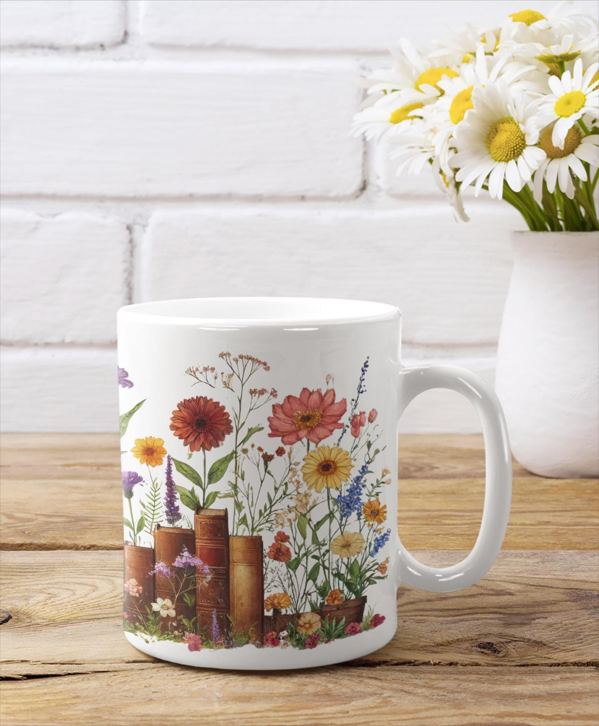 Book Lover Floral Mug Wildflower Garden Reader Cup Gift
