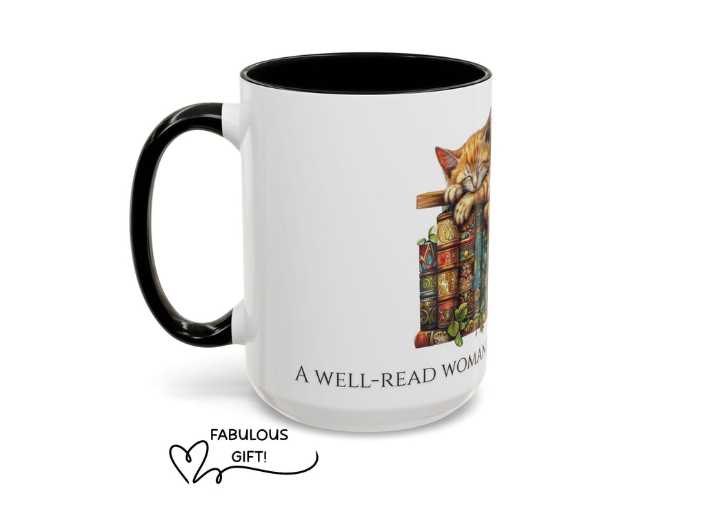 Book Lover Cat Reader Gift, A Well-Read Woman Is a Dangerous Creature Mug