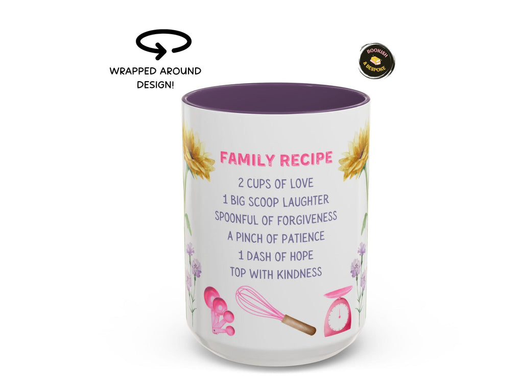 Family Recipe Mug for Mom and Grandma, Floral Inspirational Coffee Cup Gift