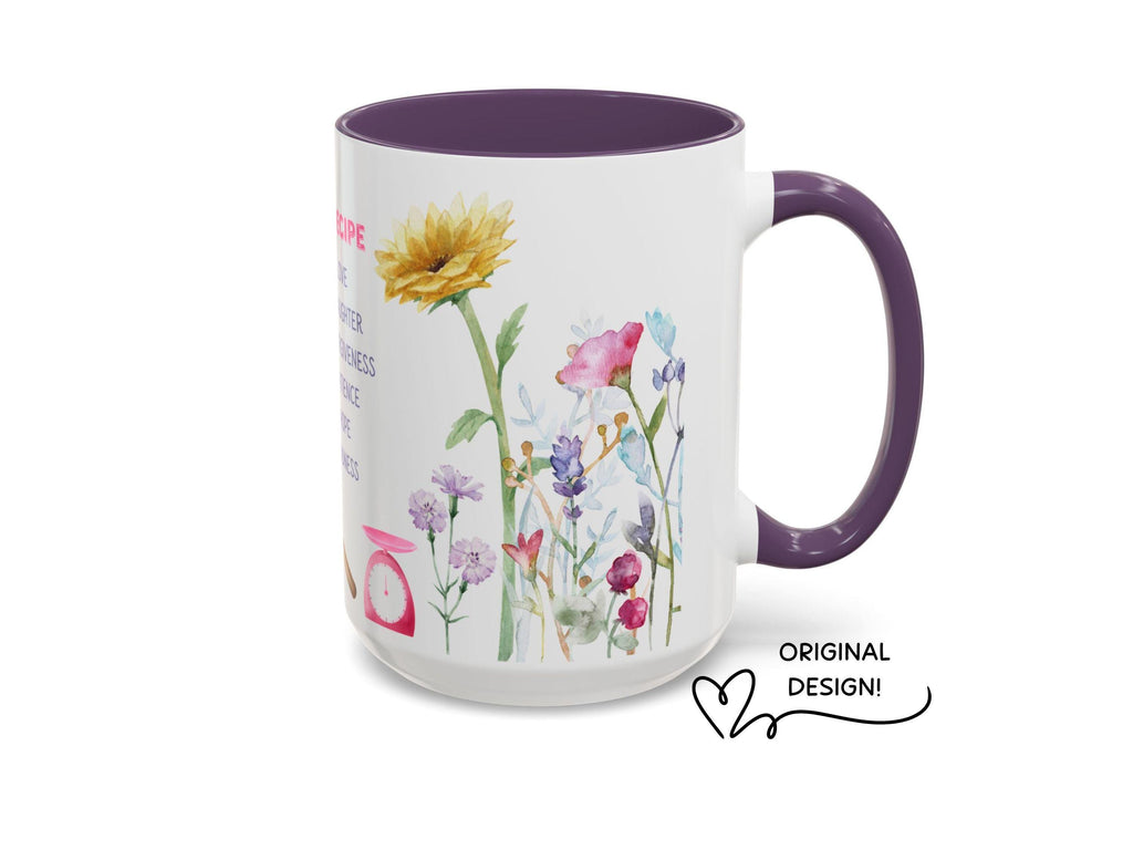 Family Recipe Mug for Mom and Grandma, Floral Inspirational Coffee Cup Gift