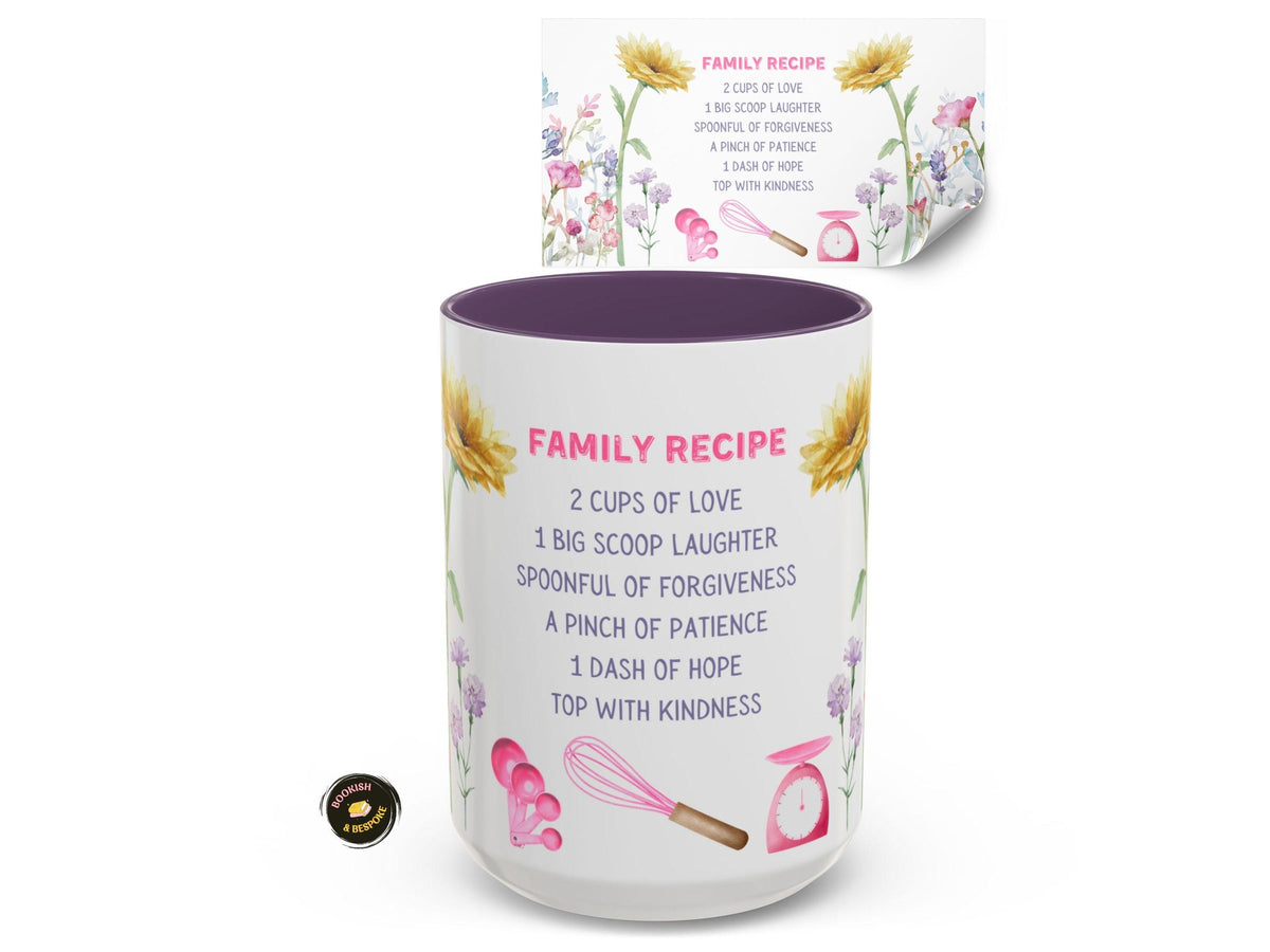 Family Recipe Mug for Mom and Grandma, Floral Inspirational Coffee Cup Gift