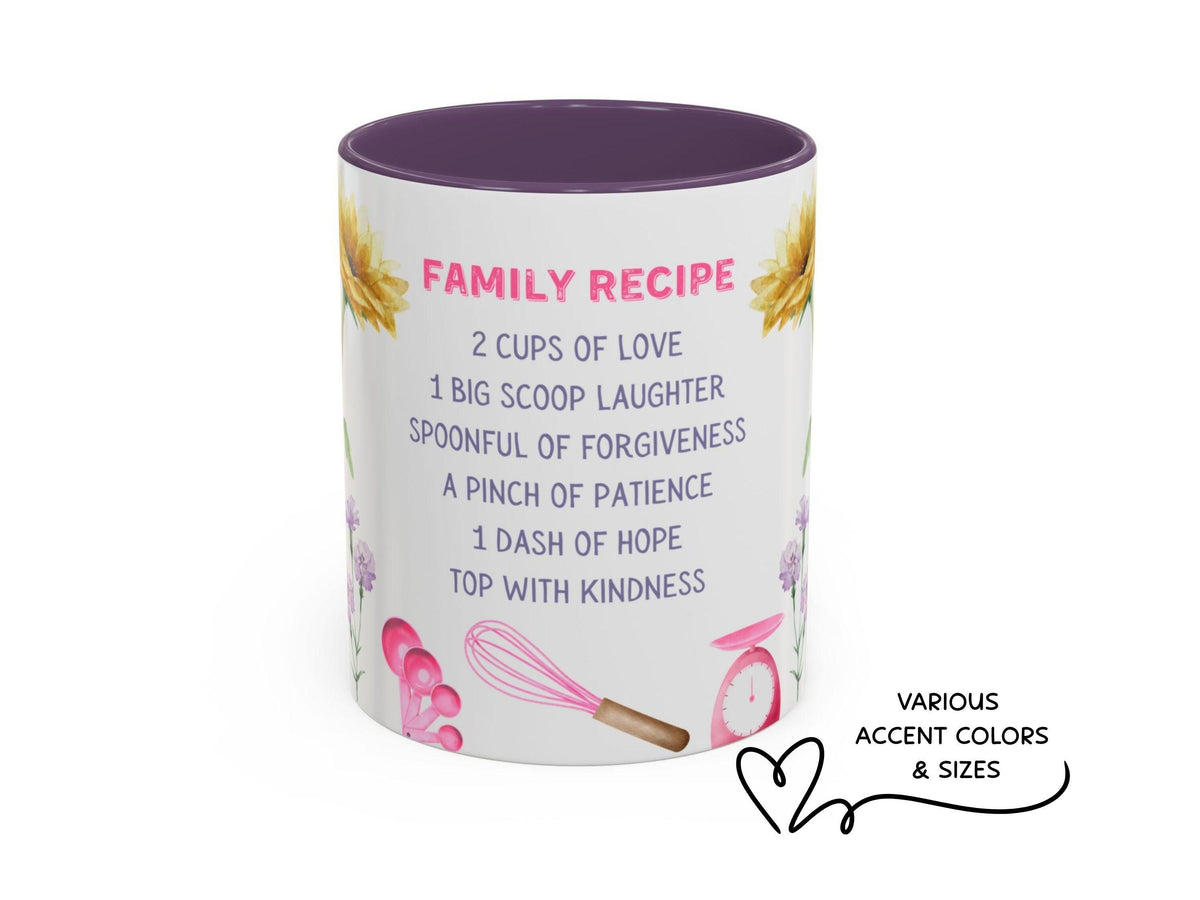 Family Recipe Mug for Mom and Grandma, Floral Inspirational Coffee Cup Gift