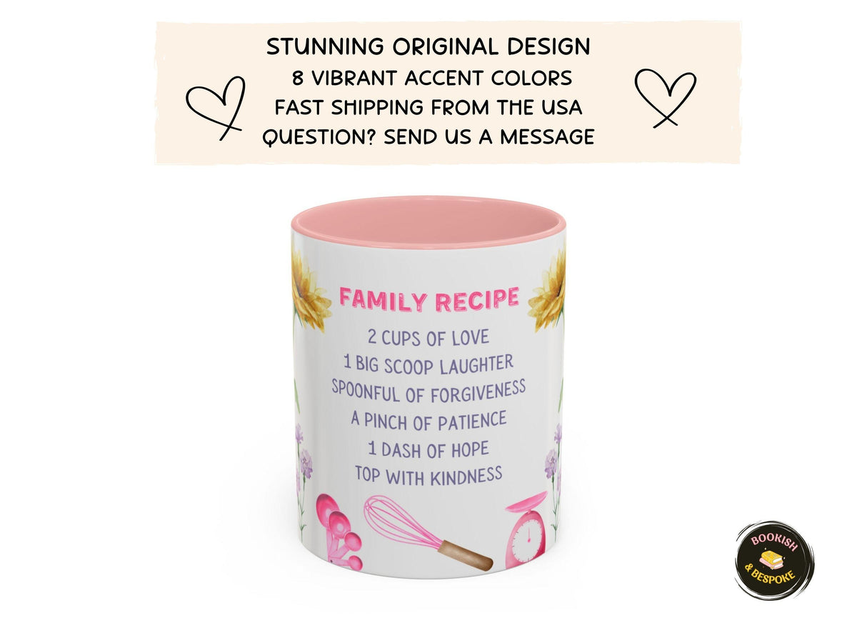 Family Recipe Mug for Mom and Grandma, Floral Inspirational Coffee Cup Gift