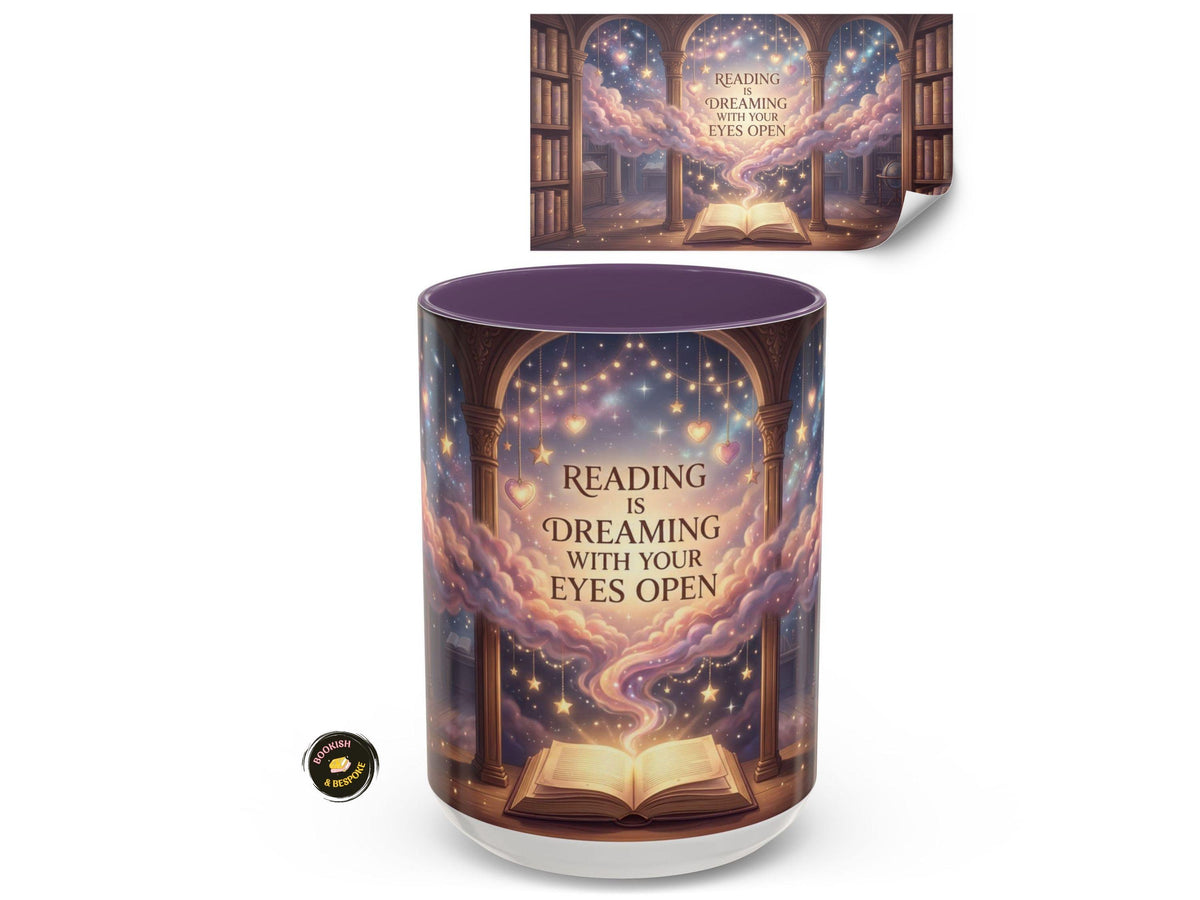 Magical Library Mug, Reading Is Dreaming, Fantasy Reader Gift, Cozy Bookworm Coffee Cup