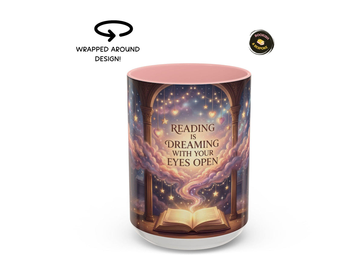 Magical Library Mug, Reading Is Dreaming, Fantasy Reader Gift, Cozy Bookworm Coffee Cup