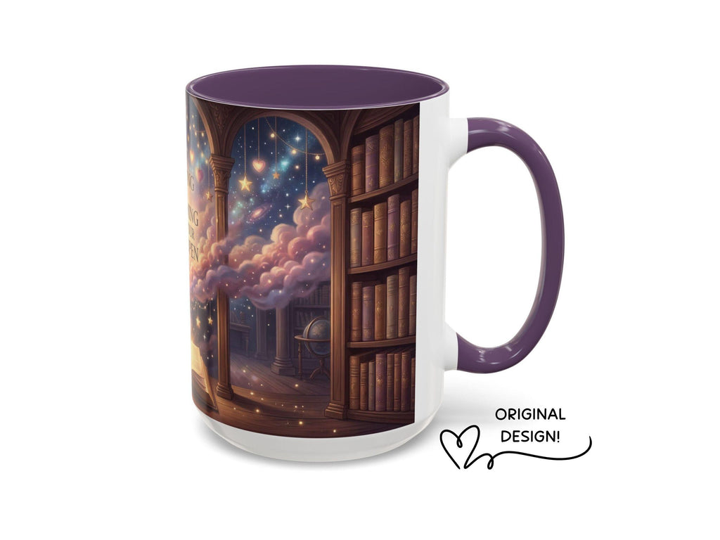 Magical Library Mug, Reading Is Dreaming, Fantasy Reader Gift, Cozy Bookworm Coffee Cup