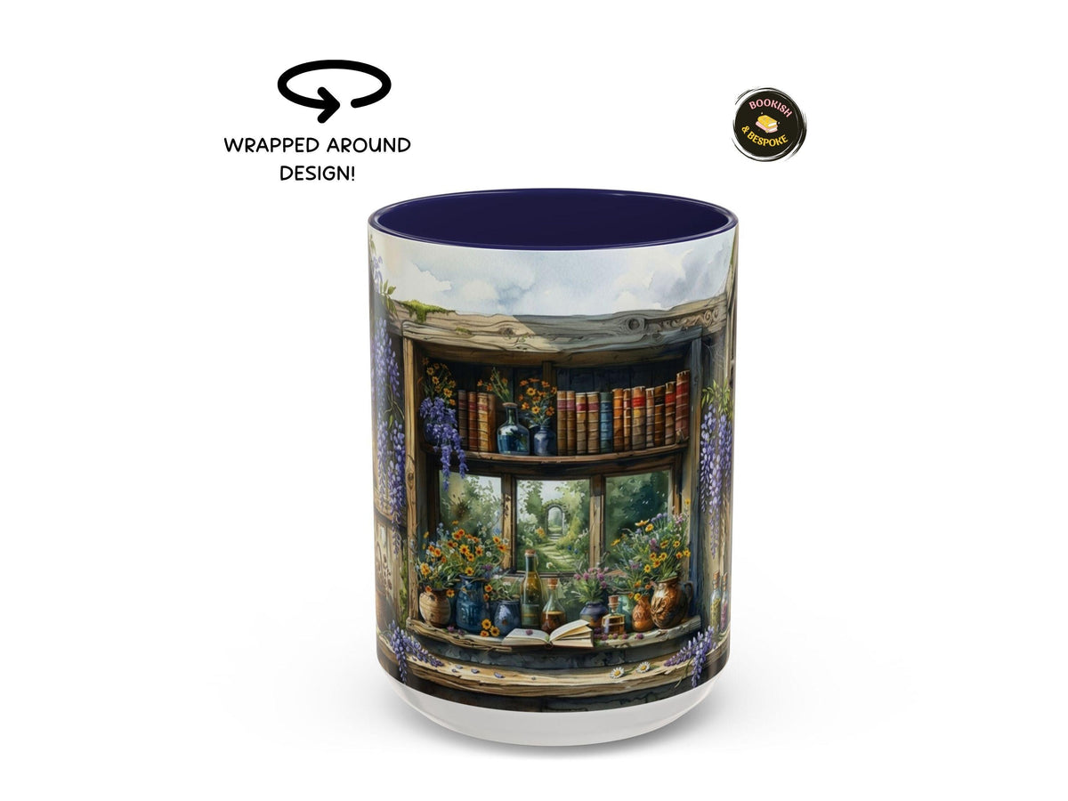 Apothecary Library Mug, Botanical Reader, Cozy Book Lover Gift