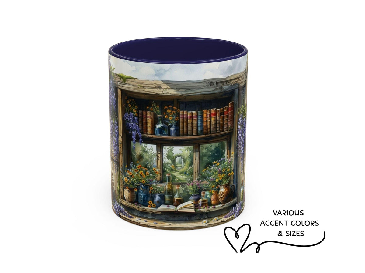 Apothecary Library Mug, Botanical Reader, Cozy Book Lover Gift