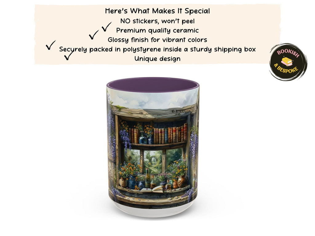 Apothecary Library Mug, Botanical Reader, Cozy Book Lover Gift