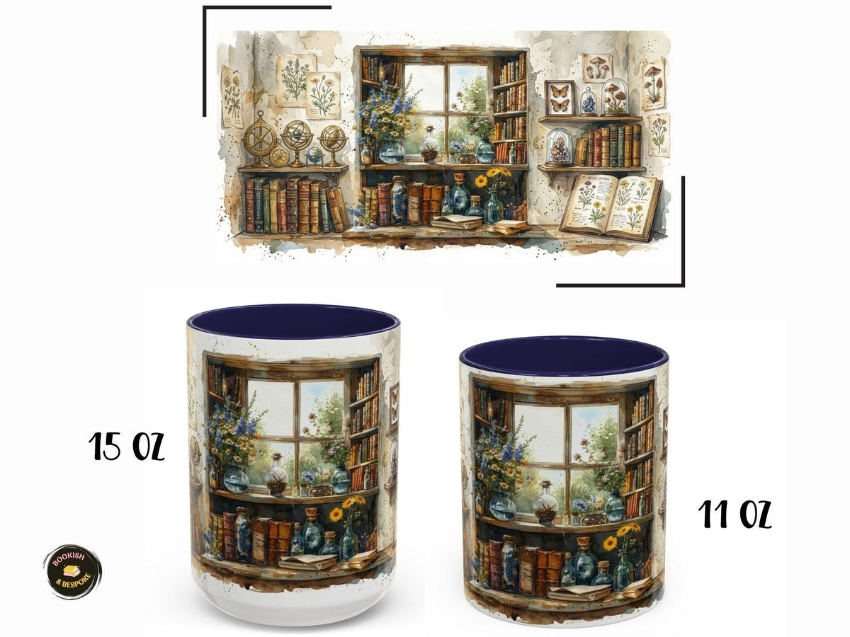 Botanical Apothecary Mug, Cozy Reader Library, Cottagecore Book Lover Gift