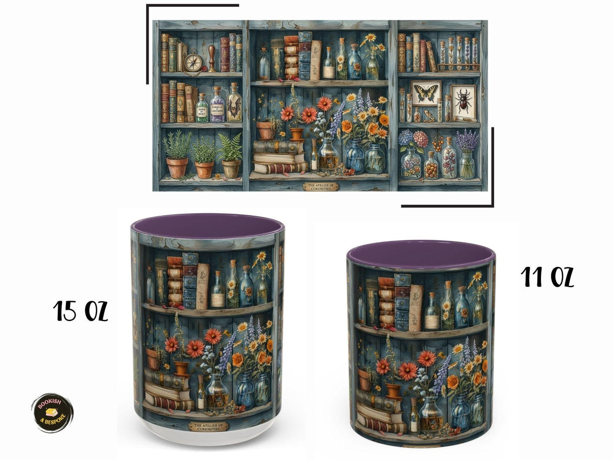 Herbal Apothecary Mug, Botanical Library, Cozy Reader, Cottagecore Book Lover