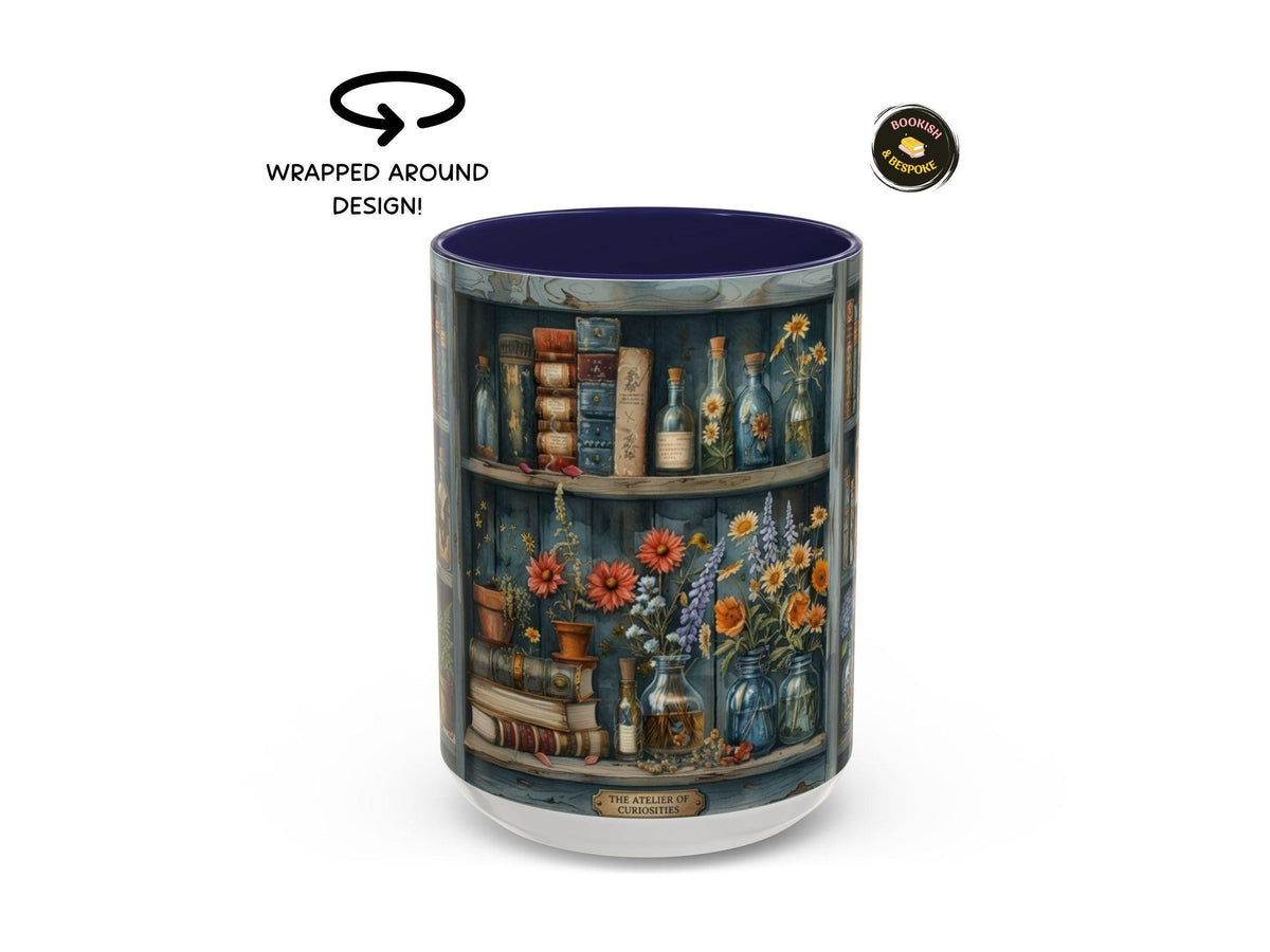 Herbal Apothecary Mug, Botanical Library, Cozy Reader, Cottagecore Book Lover