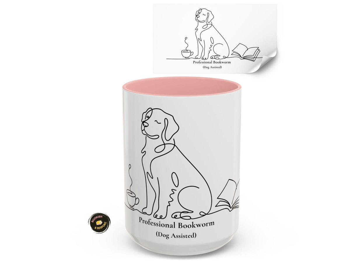 Dog Mom Bookworm Mug, Professional Reader Coffee Cup, Cozy Reading Gift