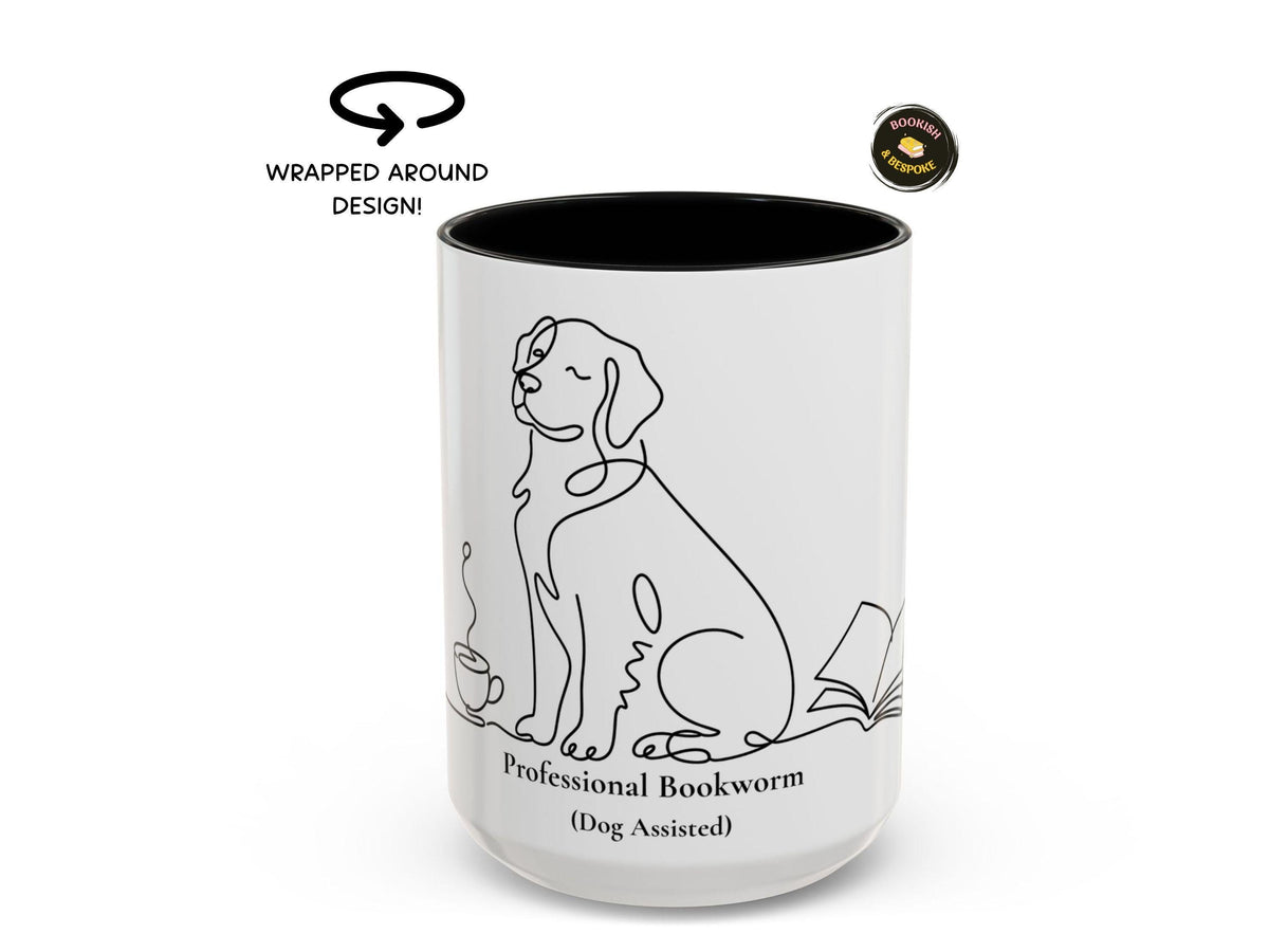 Dog Mom Bookworm Mug, Professional Reader Coffee Cup, Cozy Reading Gift