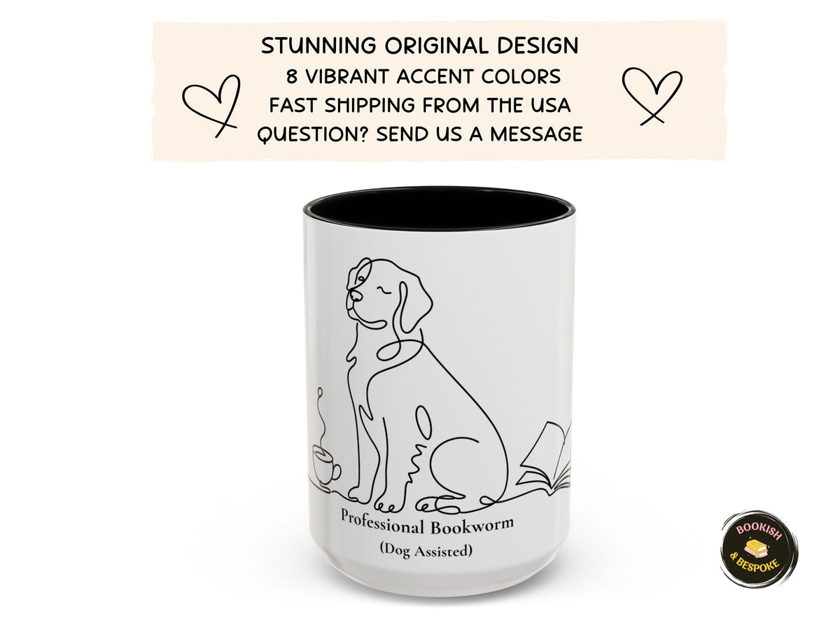 Dog Mom Bookworm Mug, Professional Reader Coffee Cup, Cozy Reading Gift