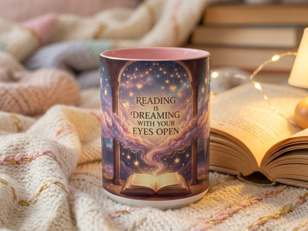 Magical Library Mug, Reading Is Dreaming, Fantasy Reader Gift, Cozy Bookworm Coffee Cup