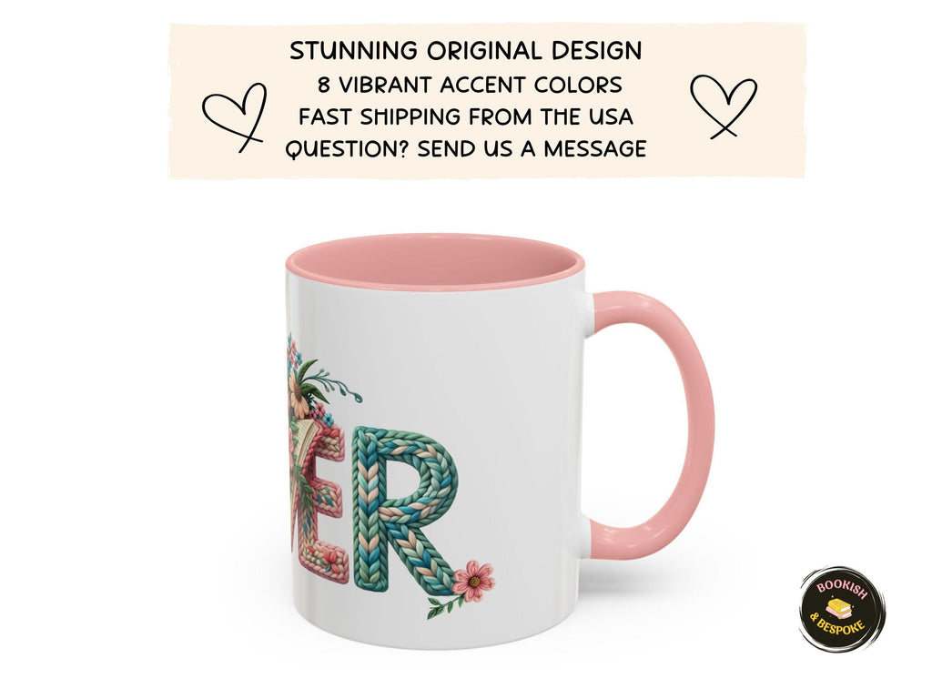 Knitting Book Lover Mug, Reader Gift for Knitters
