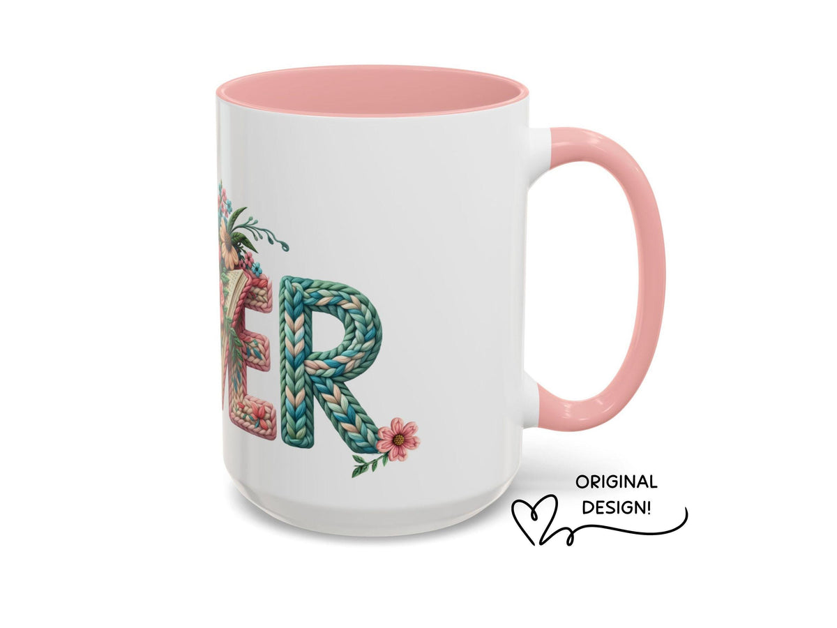 Knitting Book Lover Mug, Reader Gift for Knitters