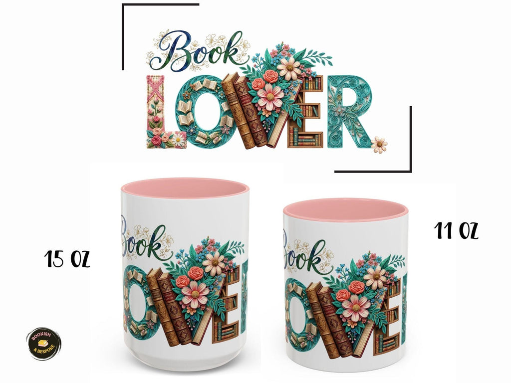 Boho Floral Book Lover Mug, Artistic Reader Gift for Women