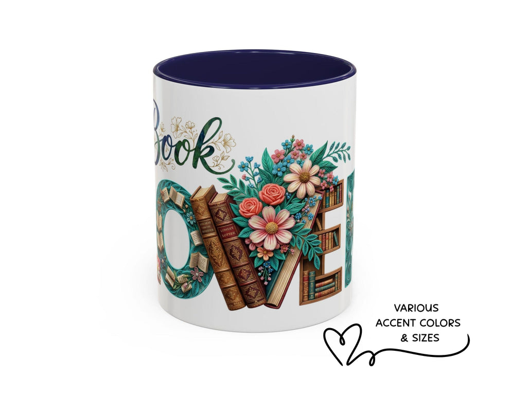 Boho Floral Book Lover Mug, Artistic Reader Gift for Women