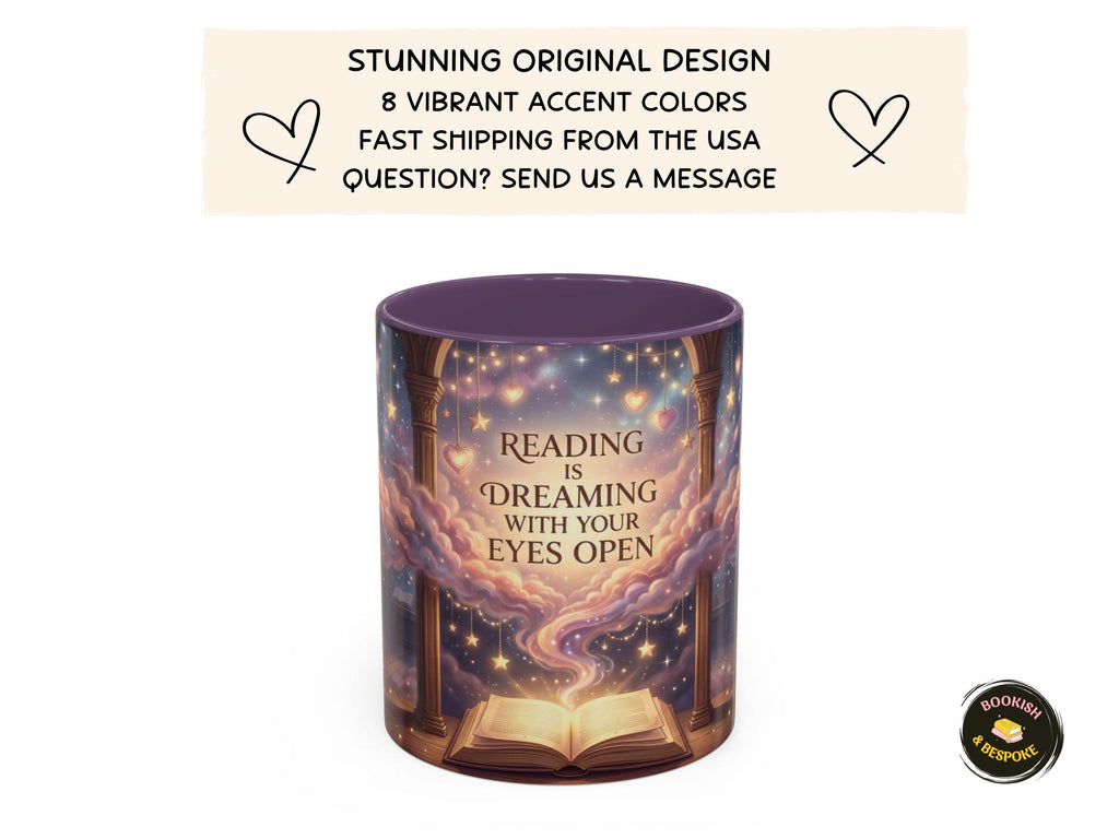 Magical Library Mug, Reading Is Dreaming, Fantasy Reader Gift, Cozy Bookworm Coffee Cup