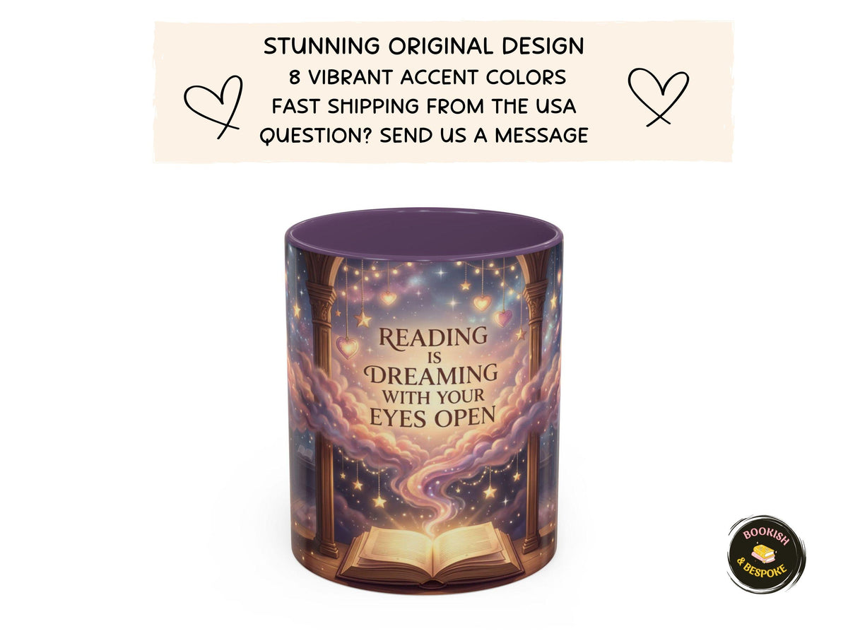 Magical Library Mug, Reading Is Dreaming, Fantasy Reader Gift, Cozy Bookworm Coffee Cup