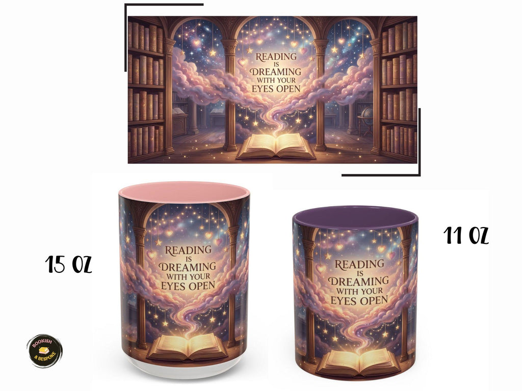 Magical Library Mug, Reading Is Dreaming, Fantasy Reader Gift, Cozy Bookworm Coffee Cup