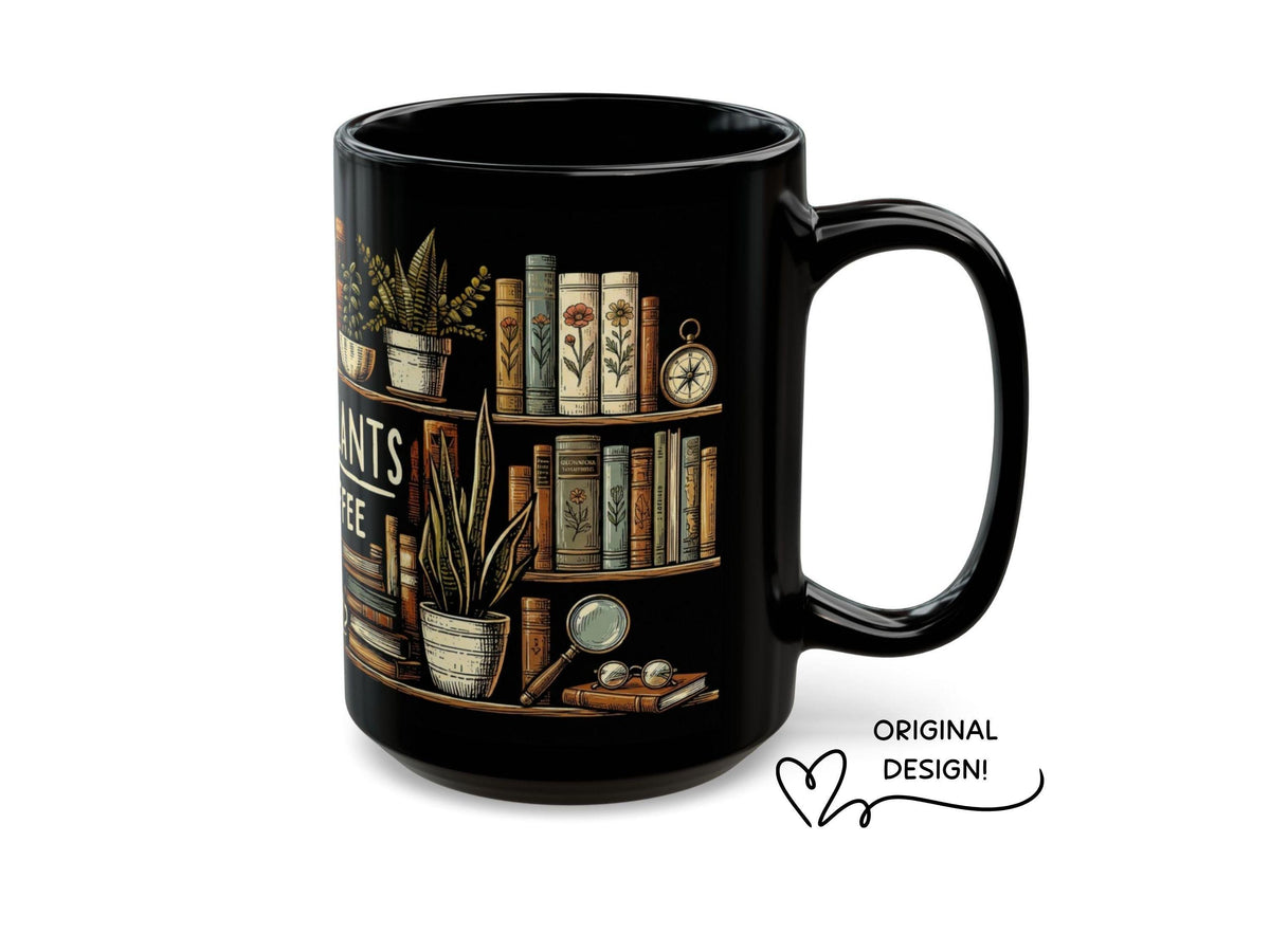 Books Plants Coffee Mug, Plant Lover Gift, Cozy Reader Cup
