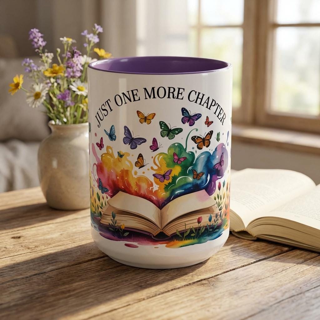 Just One More Chapter Mug, Book Lover Gift, Reader Coffee Cup