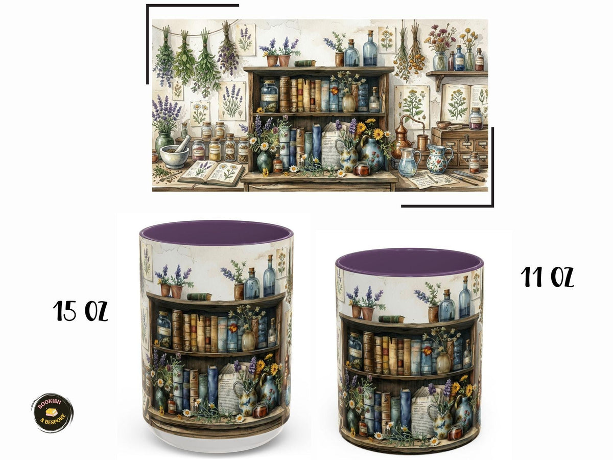 Botanical Library Ceramic Mug, Cozy Reader Cottagecore Book Lover Gift