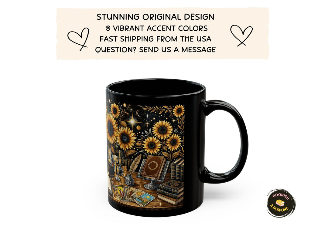 Book Babe Sunflower Mug, Dark Academia Gift, Book Lover Coffee Cup
