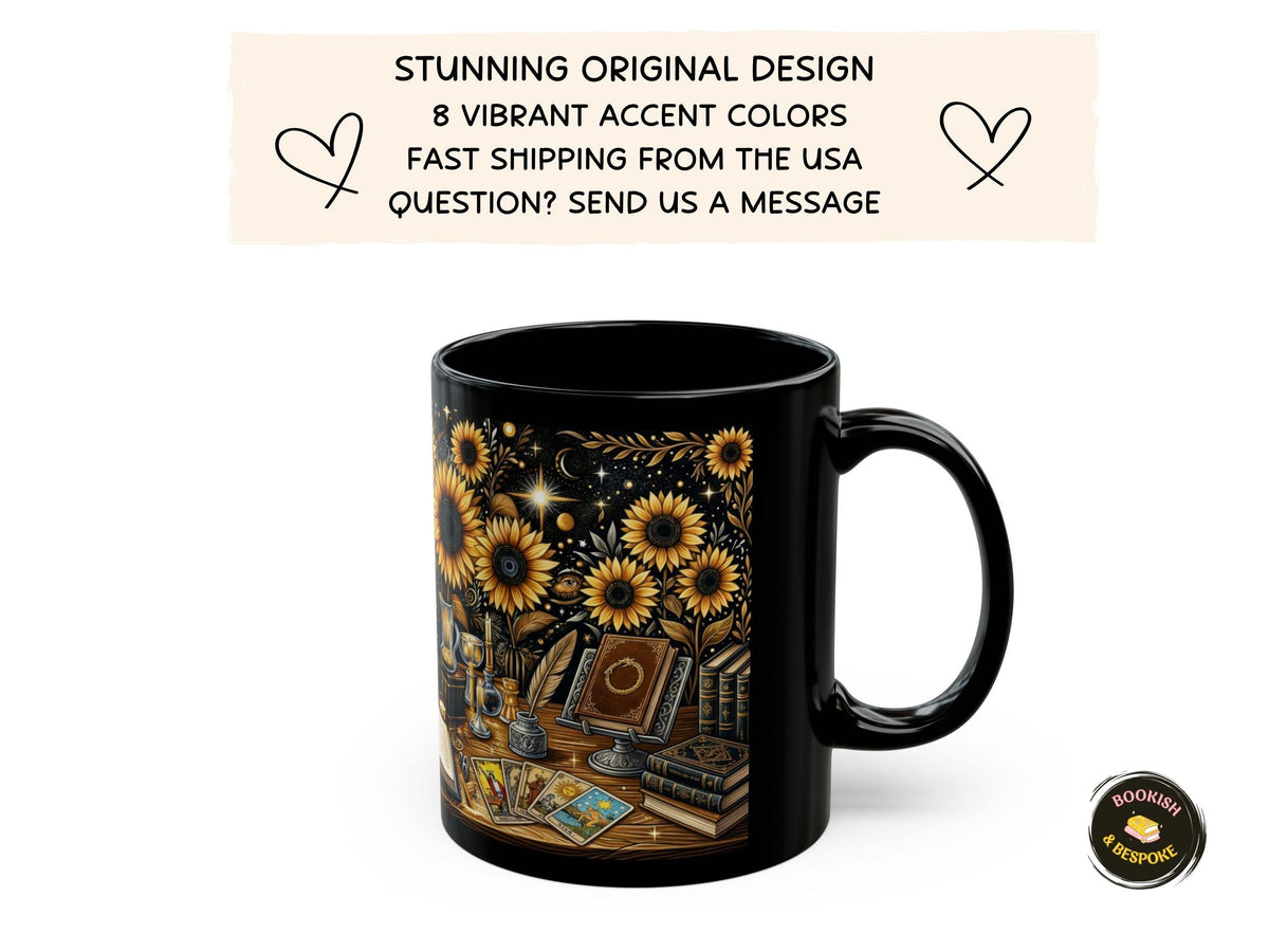 Book Babe Sunflower Mug, Dark Academia Gift, Book Lover Coffee Cup