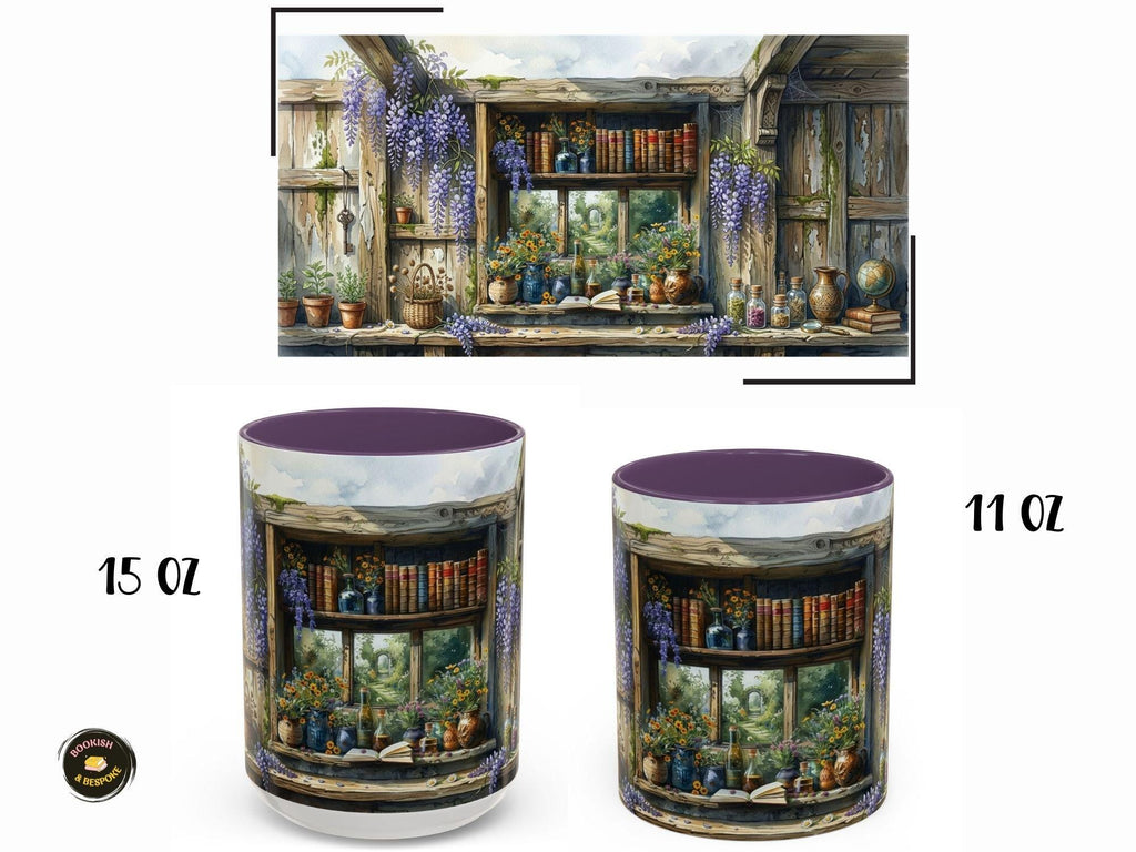 Apothecary Library Mug, Botanical Reader, Cozy Book Lover Gift