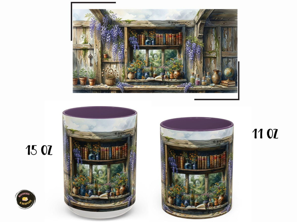 Apothecary Library Mug, Botanical Reader, Cozy Book Lover Gift