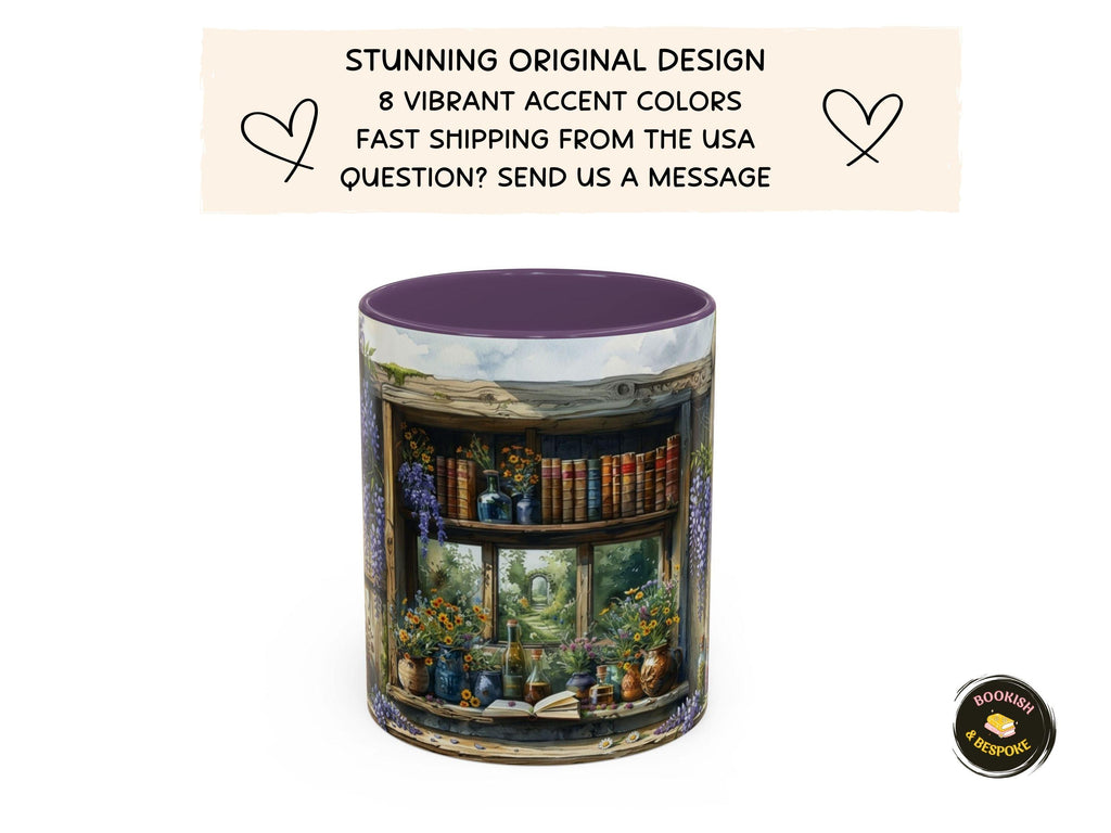 Apothecary Library Mug, Botanical Reader, Cozy Book Lover Gift