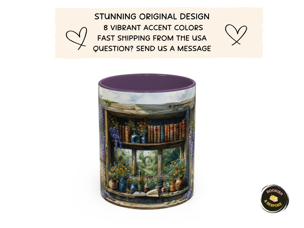 Apothecary Library Mug, Botanical Reader, Cozy Book Lover Gift