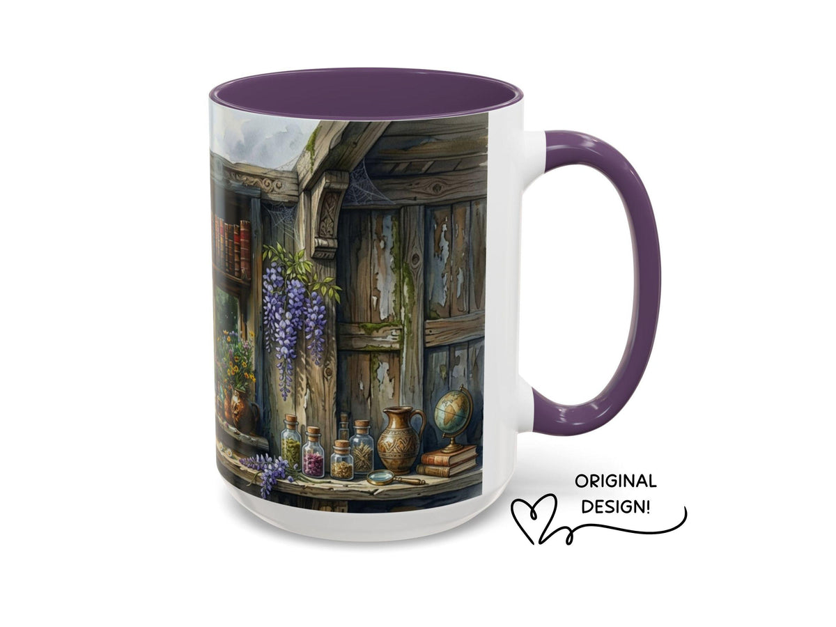 Apothecary Library Mug, Botanical Reader, Cozy Book Lover Gift