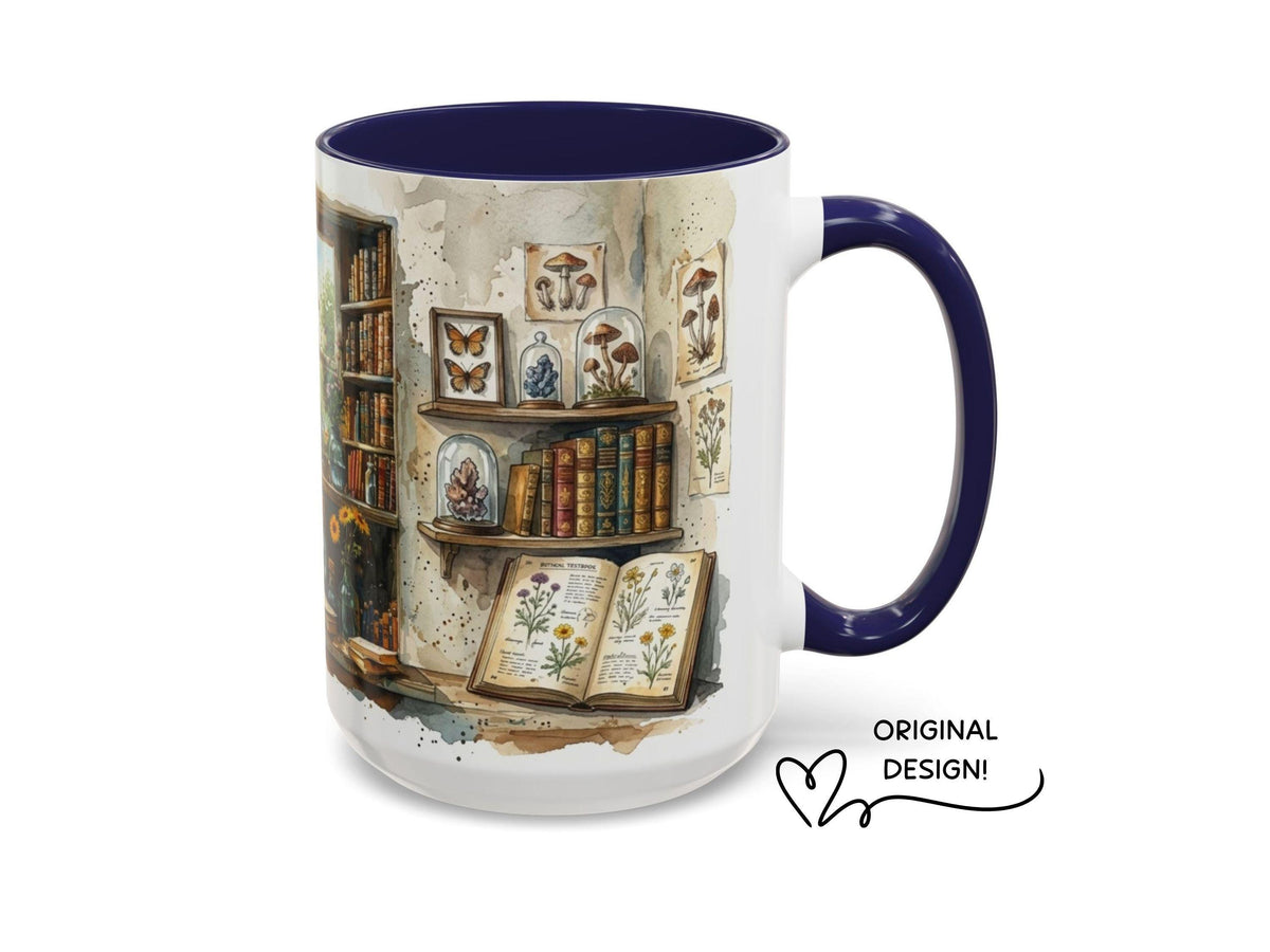 Botanical Apothecary Mug, Cozy Reader Library, Cottagecore Book Lover Gift