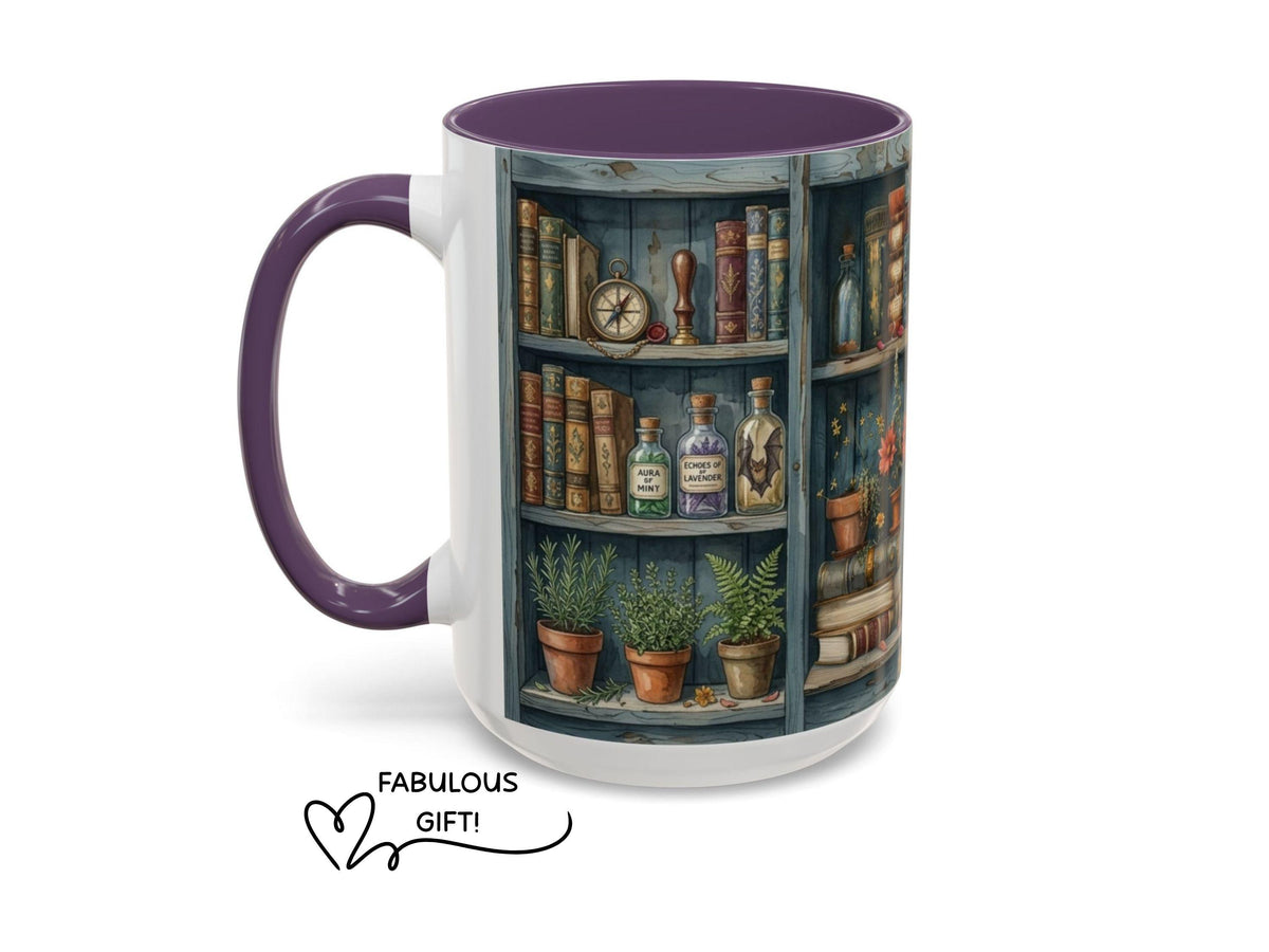 Herbal Apothecary Mug, Botanical Library, Cozy Reader, Cottagecore Book Lover