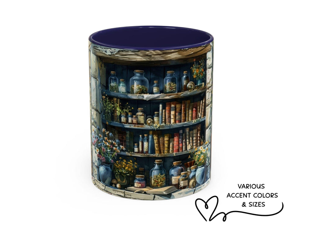 Witch Apothecary Mug, Alchemy Bookshelf Wrap Mug, Potion Library Gift for Book Lovers
