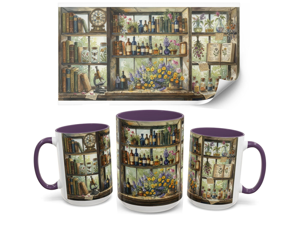Botanical Apothecary Study Mug, Cozy Cottagecore Reader Book Lover Gift